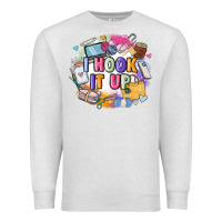 Oatmeal Heather i hook it up  sewing Premium Sweatshirt - Zillion Design Studio