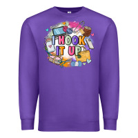 Purple i hook it up  sewing Premium Sweatshirt - Zillion Design Studio