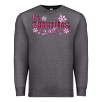 Charcoal Heather It's Christmas Y'all Season Pink Christmas Premium Sweatshirt - RanaPortraitStore