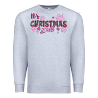 Heather Grey It's Christmas Y'all Season Pink Christmas Premium Sweatshirt - RanaPortraitStore