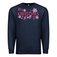 Navy It's Christmas Y'all Season Pink Christmas Premium Sweatshirt - RanaPortraitStore