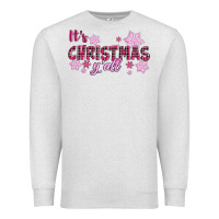 Oatmeal Heather It's Christmas Y'all Season Pink Christmas Premium Sweatshirt - RanaPortraitStore