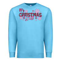Ocean Blue It's Christmas Y'all Season Pink Christmas Premium Sweatshirt - RanaPortraitStore