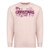 Pale Pink It's Christmas Y'all Season Pink Christmas Premium Sweatshirt - RanaPortraitStore