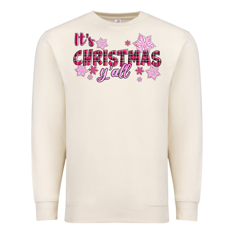 It's Christmas Y'all Season Pink Christmas Premium Sweatshirt by RanaPortraitStore | Teevron