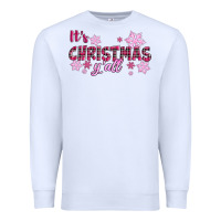 White It's Christmas Y'all Season Pink Christmas Premium Sweatshirt - RanaPortraitStore
