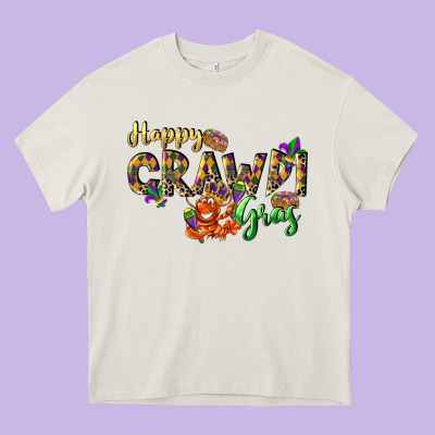 Happy Crawdi Gras Heavy Core Tee Designed By Lillyallendesigns
