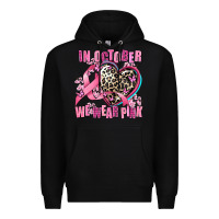 Black western leopard  in october we wear pink heart Premium Hoodie - AdoDesignShop