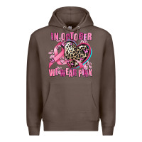 Coffee western leopard  in october we wear pink heart Premium Hoodie - AdoDesignShop