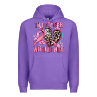 Purple western leopard  in october we wear pink heart Premium Hoodie - AdoDesignShop