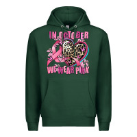 Sports Green western leopard  in october we wear pink heart Premium Hoodie - AdoDesignShop