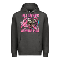 Charcoal Heather western leopard  in october we wear pink heart Premium Hoodie - AdoDesignShop