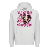 Dove Grey western leopard  in october we wear pink heart Premium Hoodie - AdoDesignShop