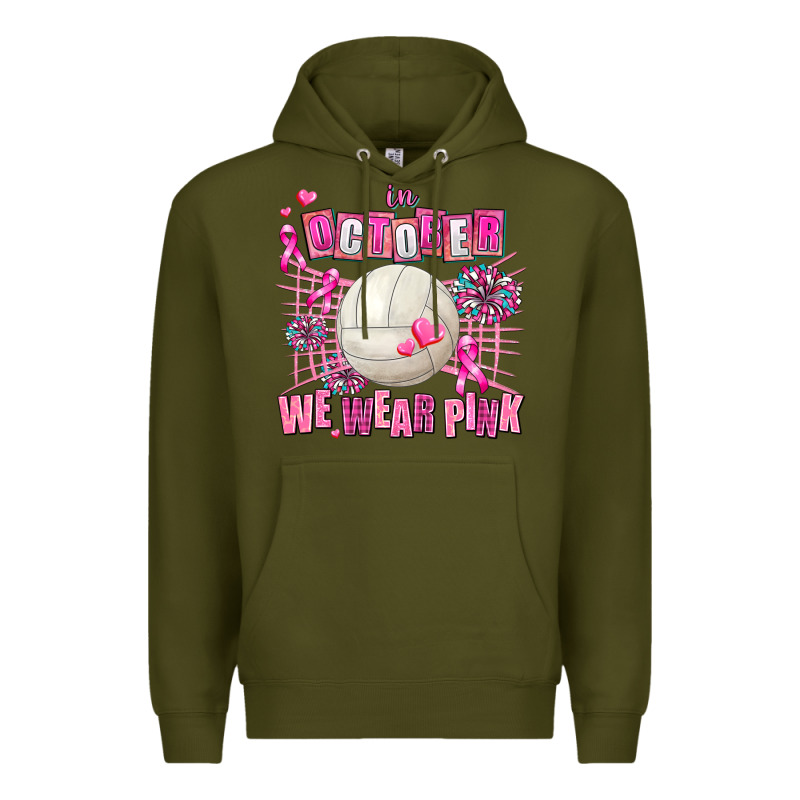 In October We Wear Pink Volleyball Premium Hoodie by AdoDesignShop | Teevron