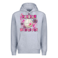 Heather Grey in october we wear pink volleyball Premium Hoodie - AdoDesignShop