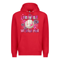 Red in october we wear pink volleyball Premium Hoodie - AdoDesignShop