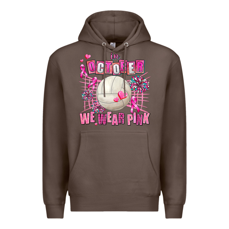 In October We Wear Pink Volleyball Premium Hoodie by AdoDesignShop | Teevron