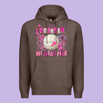 In October We Wear Pink Volleyball Premium Hoodie Designed By Adodesignshop