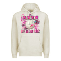 Oatmeal Heather in october we wear pink volleyball Premium Hoodie - AdoDesignShop