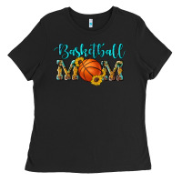 Black western leopard camouflage sunflowers glitter mom basketball Ladies Tee - Artiststas