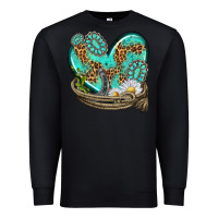 Black turquoise western heart with horseshoe Premium Sweatshirt - texasbilliewilder