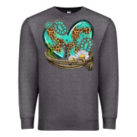 Charcoal Heather turquoise western heart with horseshoe Premium Sweatshirt - texasbilliewilder