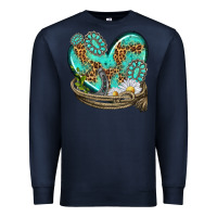 Navy turquoise western heart with horseshoe Premium Sweatshirt - texasbilliewilder