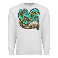 Oatmeal Heather turquoise western heart with horseshoe Premium Sweatshirt - texasbilliewilder