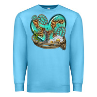 Ocean Blue turquoise western heart with horseshoe Premium Sweatshirt - texasbilliewilder