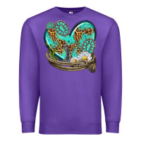 Purple turquoise western heart with horseshoe Premium Sweatshirt - texasbilliewilder