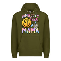 Army Green somebody's feral mama Premium Hoodie - JahusDesignShop