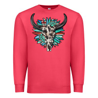 Cardinal western bull skull with sunflower and gemstone Premium Sweatshirt - texasbilliewilder