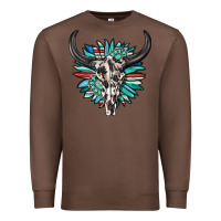 Chestnut western bull skull with sunflower and gemstone Premium Sweatshirt - texasbilliewilder