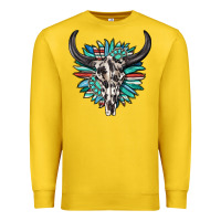 Lemon western bull skull with sunflower and gemstone Premium Sweatshirt - texasbilliewilder