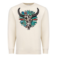 Sandshell western bull skull with sunflower and gemstone Premium Sweatshirt - texasbilliewilder