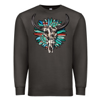 Smoke western bull skull with sunflower and gemstone Premium Sweatshirt - texasbilliewilder