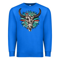 True Royal western bull skull with sunflower and gemstone Premium Sweatshirt - texasbilliewilder
