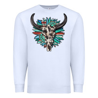 White western bull skull with sunflower and gemstone Premium Sweatshirt - texasbilliewilder