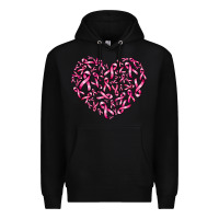 Black breast cancer ribbon heart Premium Hoodie - AdoDesignShop