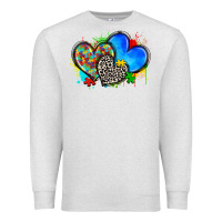 Oatmeal Heather autism hearts Premium Sweatshirt - Zillion Design Studio