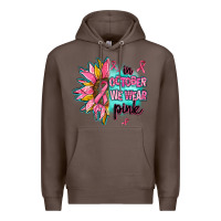 Coffee sunflower in october we wear pink Premium Hoodie - AdoDesignShop