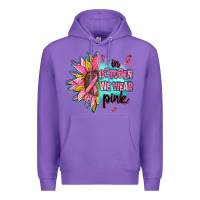 Purple sunflower in october we wear pink Premium Hoodie - AdoDesignShop