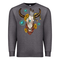 Charcoal Heather western cow skull Premium Sweatshirt - texasbilliewilder