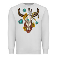 Dove Grey western cow skull Premium Sweatshirt - texasbilliewilder