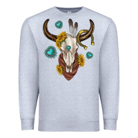 Heather Grey western cow skull Premium Sweatshirt - texasbilliewilder