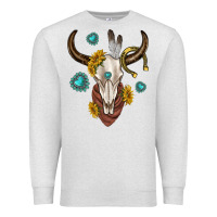 Oatmeal Heather western cow skull Premium Sweatshirt - texasbilliewilder