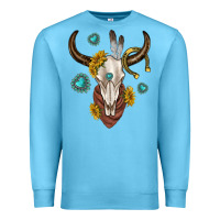 Ocean Blue western cow skull Premium Sweatshirt - texasbilliewilder
