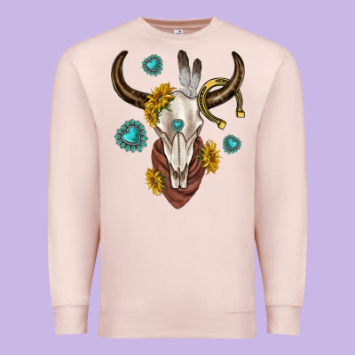 Premium Sweatshirt western cow skull