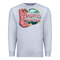 Heather Grey western disco cowgirl Premium Sweatshirt - texasbilliewilder