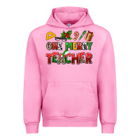Fuchsia Pink one merry teacher Urban Hoodie - AdoDesignShop